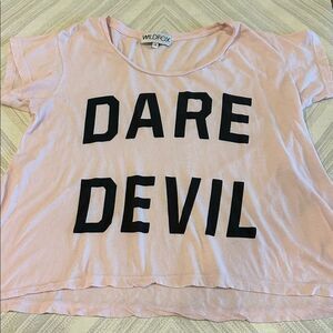 Wildfox Women’s Wide Boxy Light Pink Dare Devil Tee Size XS